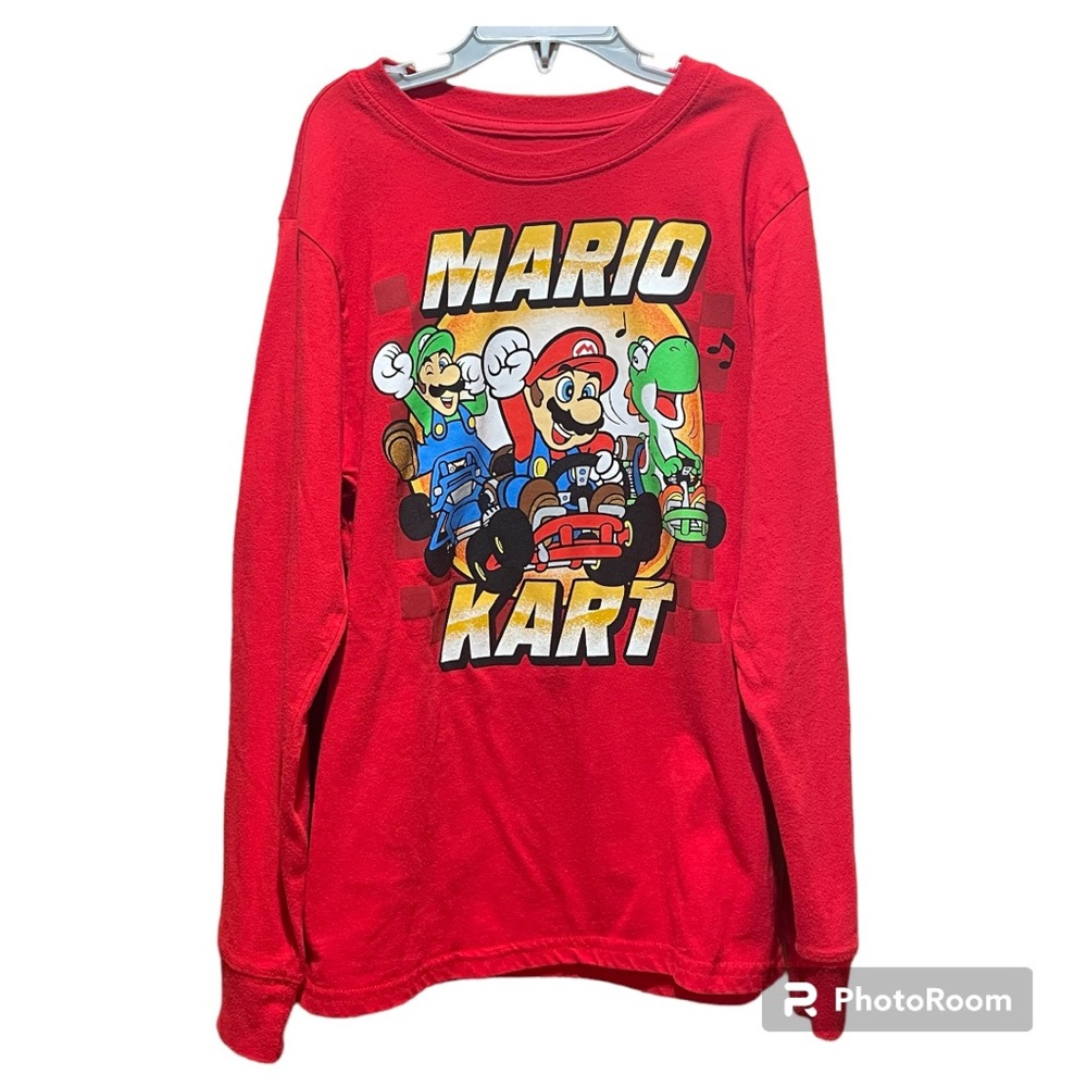 Mario Kart Kids Red Long Sleeve Shirt Size Large